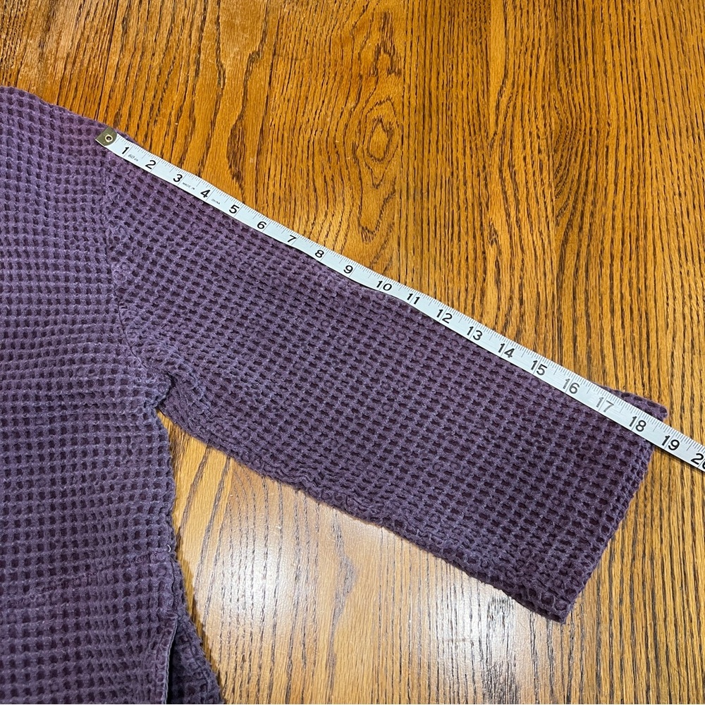 Purple Waffle Knit Cardigan Oversized Cozy Boho Layering Jacket Women - Picture 7 of 8